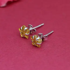 925 <b>Silver</b> Citrine <b>Stud</b> Earrings for Women Fashionable Gemstone Jewelry - Product Image 1