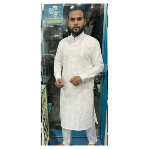 Traditional Style Long Sleeve Cotton <b>Kurta</b> Pajama Ready to Ship for Adults Direct Exporters of Indian & Pakistani Clothing - Product Image 1