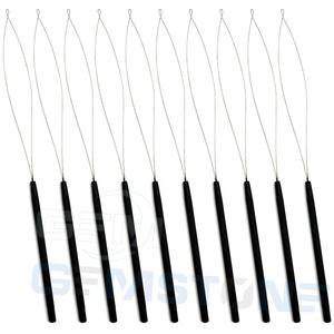 Matt Black Hair <b>Extension</b> Loop Tool Set Stainless Steel Pulling Needle with Anti-Slip Handle for Micro Ring & <b>Bead</b> <b>Extensions</b> - Product Image 6