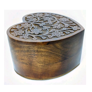 Nouveau Style cendres urnes mangue en bois coeur forme conception à la main finition urnes commémoratives meilleur intérieur décoré - Product Image 2
