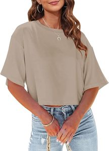 Women Half Sleeve Cropped T-Shirts Drop Shoulder Round Neck <b>Crop</b> T Shirt Custom Logo Casual Summer Solid Color T-shirt <b>for</b> <b>men</b> - Product Image 4