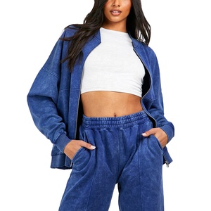 Traje de chándal personalizado French Terry Acid Wash para mujer, chándal de talla grande con estampado de algodón desteñido al sol, estilo de moda 2026 - Product Image 2