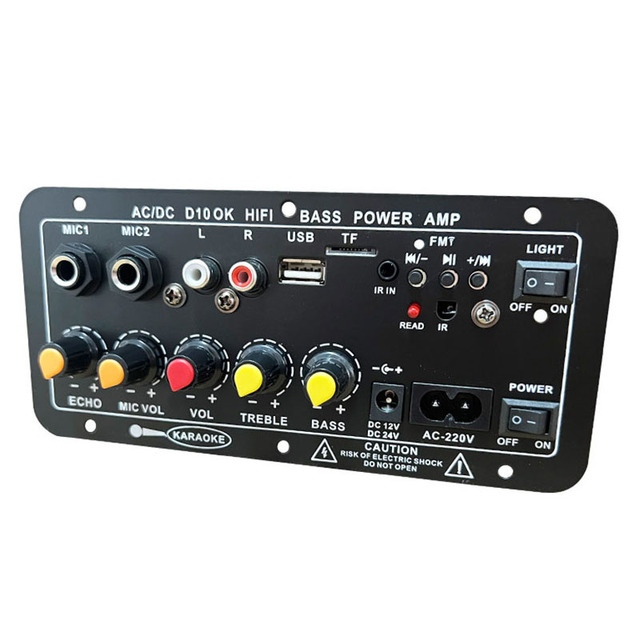 D10 Audio Amplifier Board 30-120W Support Dual Microphone BT Amplificatore Subwoof for 4Ohm Speaker 12V 24V 110V 220V