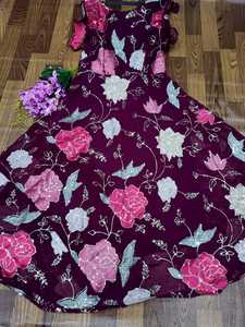 Nouvelle collection 2022 magnifique tissu Georgette avec imprimé Floral, robe de soirée brodée, Anarkali donne un Look occidental - Product Image 4