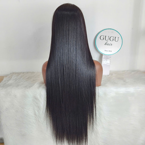 100% brut vietnamien os droit 13x6 frontal pour dentelle Transparent 30-34 pouces perruques de cheveux humains Double dessiné longue longueur - Product Image 5