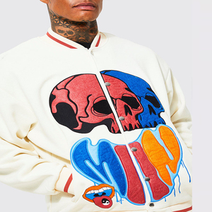 Chaqueta de bombardero Unisex personalizada de alta calidad para hombre, chaqueta blanca de lana Varsity Letterman para invierno con parche, novedad de 2024 - Product Image 2