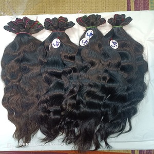 Real Indian Virgin Remy Hair Extensions 20-28 Inch <b>Stretched</b> Length Human Hair Weaving <b>Machine</b> Double Weft All Colors Chennai - Product Image 2