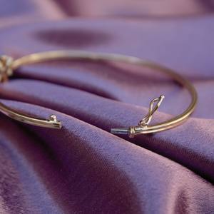 14K <b>Solid</b> <b>Gold</b> Flower Design Natural Diamond <b>Bangle</b> IGI Certified Cuff Bracelet Gift For Her Stackable Jewelry - Product Image 5