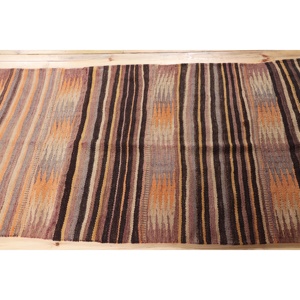 Turkish Rug, Runner 3.4x9.5 ft Vintage Rug, <b>Brown</b> Geometric <b>Wool</b> Rug - Product Image 4