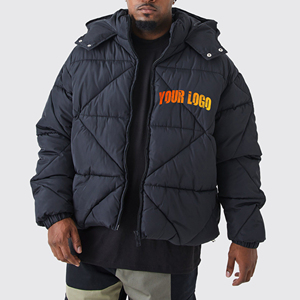 Custom Logo High Quality Men's <b>Winter</b> Thick Cotton Puffer Jacket Stand Collar with Full Zipper Canvas Front Casual Style - Product Image 1