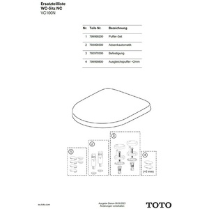 Ensemble de tampons TOTO avec adaptateur de 2 mm pour couvercle de siège de toilette MH/NC/ES, produit de qualité supérieure - Product Image 3