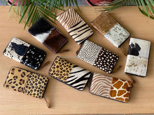 Nouveaux vrais cheveux faits à la main sur les portefeuilles de peau pour les femmes portefeuille mince à deux volets en cuir fermeture éclair pochette sac à main véritable peau de vache fourrure sac à main portefeuille - Product Image 5