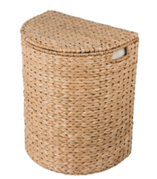 Panier à linge en jacinthe d'eau avec couvercle, panier en osier tissé à la main avec doublure en tissu pour le rangement dans la salle de bain et la chambre à coucher, en provenance du Vietnam