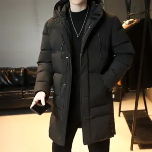 Manteau matelassé en coton personnalisé pour homme, col montant, capuche, coupe-vent, pour l'hiver - Product Image 4