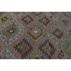 Alfombra étnica para sala de estar, alfombra turca clásica, 9,7 5,5 x pies, diseño de retazos verde y naranja, látex de lana y viscosa para uso en el pasillo - Product Image 5