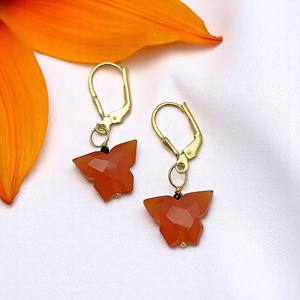 Carnelian แกะสลักพลอยก้านกลับต่างหูเงินสเตอร์ลิงชุบทองคริสตัลคริสตัลบำบัดต่างหูแฟชั่น - Product Image 3