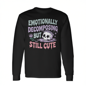 T-Shirt Promozionale a Maniche Lunghe con Stile Goth Morbido e Energico, Carino ma Spaventoso, per la Salute Mentale - Product Image 2