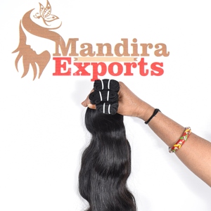Extensions de cheveux naturels indiens Remy vierges noirs, 100% cuticules alignées, sans perte, ondulés, tissage double machine, qualité Temple Weave, vente en gros - Product Image 4