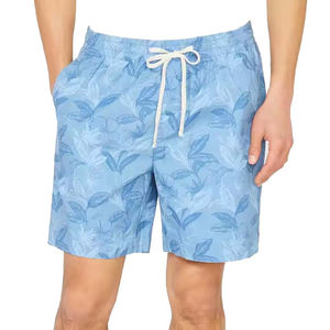 Logo personnalisé Hommes D'été Solide Couleur Maillots De Bain Maillot De Bain 100% Coton À Séchage Rapide Anti-UV Taille Élastique En Gros - Product Image 6