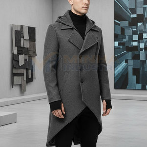 Produits tendance Manteau long pour homme en polyester/laine lourd, chaud pour l'hiver, en vente - Product Image 5