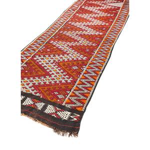 Tapis en laine noués à la main Kiaan, motif géométrique abstrait rouge-orange, design Kilim, pour entrée, couloir, 9x12 rectangulaire - Product Image 2