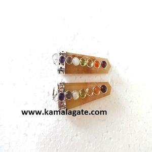 Assortiment de pierres précieuses 7 Chakra Cab pendentif plat avec Chakra sculpté guérison Reiki vente mode cristal pendentifs et breloques - Product Image 6