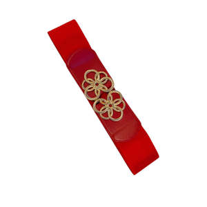 <b>Red</b> Wide Stretchable Vintage <b>Belt</b> with Alloy Buckle Casual Woven Cotton Canvas - Product Image 1