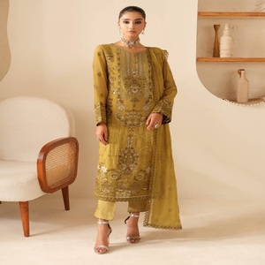 Ropa de fiesta especial de estilo pakistaní de alta calidad Salwar Kameez con trabajo bordado pesado Pakistán y trajes indios Sharara - Product Image 5