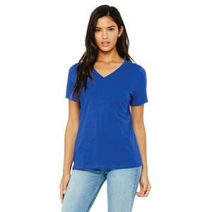 Airlume – T-Shirt à manches courtes et col en v pour femme, en coton peigné et avec anneau, simple, 100% oz, real Royal, 4.2 - Product Image 1