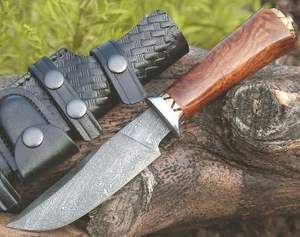 Cuchillo de Caza Bushcraft de Acero de Damasco de Alta Calidad Hecho a Mano, Venta Caliente, con Mango de Madera, Personalizado con Funda - Product Image 2