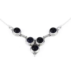 Classic 925 Silver Luxury Statement Pendant Necklace Onyx Stones Geometric Design Rhodium Plated <b>Snake</b> Chain Women's Everyday - Product Image 1