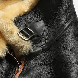 Veste en cuir de mouton en laine blanche Vêtements pour hommes Vestes d'hiver à la mode Manteau de fourrure chez Qasaabco - Product Image 6