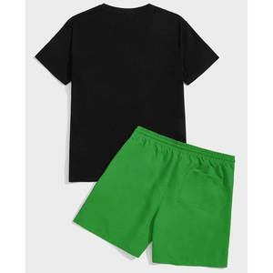 Vêtements de sport sur mesure pour hommes de grande taille costumes d'été à la mode deux pièces T-shirt en coton et ensembles + courts - Product Image 4