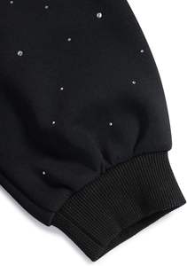 Sweat-shirt à capuche noir surdimensionné pour homme, de haute qualité, avec imprimé à pois en strass, tricoté, manches classiques, pour l'hiver, vente en gros - Product Image 3