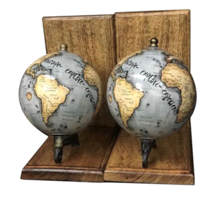 Venta caliente de aluminio son sujetalibros de globo de madera hecho a mano diseño único sujetalibros de globo náutico por fabricante y proveedores indios - Product Image 1