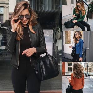 GAF cuero último diseño chaqueta de moda para mujer nuevo estilo señoras prendas de vestir mujeres chaquetas de cuero para la venta servicio OEM personalizado - Product Image 4