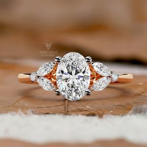 Anillo de Diamante de Laboratorio de 1-3 Quilates, Corte Ovalado, Color D-F, Claridad VVS/VS, Certificado IGI, con Oro Amarillo Sólido de 14K, Venta al Por Mayor - Product Image 1