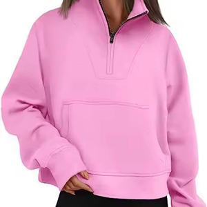 Sudadera casual de mujer estilo urbano con capucha, de forro polar, manga larga, cuello redondo, bolsillo con etiqueta, tejido grueso. - Product Image 1