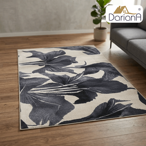 Alfombra de Felpa Gris con Diseño Floral DarianA, 60x90 cm, Poliéster Suave, Delgada, Antideslizante, Lavable a Máquina, Base de Látex Moderna, Rectangular, para Uso Doméstico - Product Image 2