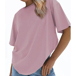 Camiseta de manga corta de gran tamaño para mujer Camiseta deportiva transpirable de mezcla de poliéster de algodón holgada para comodidad informal Comodidad de cuello redondo - Product Image 6