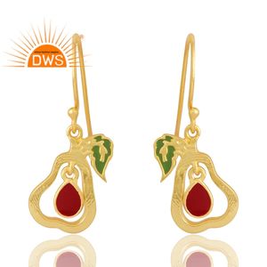 Nouveau modèle Design argent Sterling 18K plaqué or émail boucle d'oreille Design Demi bijoux fins pour les femmes cadeau pour elle - Product Image 1