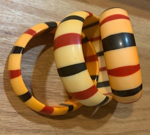 Eco-Friendly DIY Resin Crafts Striped Bangle Bracelet Red Black Yellow Indian Jewelry Accessories for Home Decor <b>Angel</b> Wholesale - Product Image 3