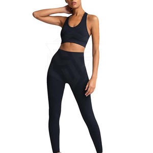 ชุดออกกำลังกายแบบ2ชิ้นสำหรับผู้หญิงกางเกงเลกกิ้งออกกำลังกายแบบเอวสูงยืดได้บราเอวยางยืดระบายอากาศได้ดี - Product Image 1