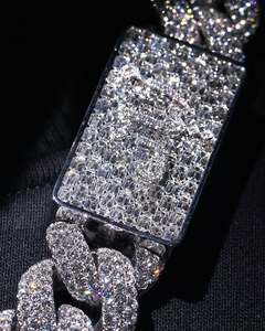 925เงินสเตอร์ลิงสร้อยคอสไตล์คิวบาประดับเพชรโมอิสซาไนท์สุดงดงามเครื่องประดับแบบฮิปฮอปเพื่อเป็นของขวัญสำหรับงานเลี้ยงในโอกาสต่างๆ - Product Image 5