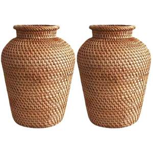 Elegante estante de exhibición de macetas de ratán y hierro para uso doméstico en interiores y exteriores, soporte de planta para plantar - Product Image 2