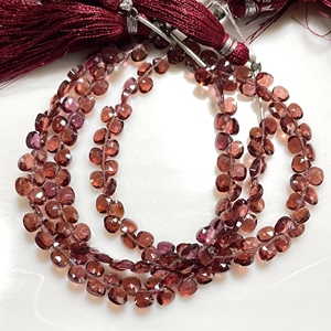 4-4.5MM Mozambique Garnet Faceted Tiny Heart Shape Briolette <b>Beads</b>, Good Quality Wholesale Gemstone <b>Beads</b> Supplier - Product Image 1