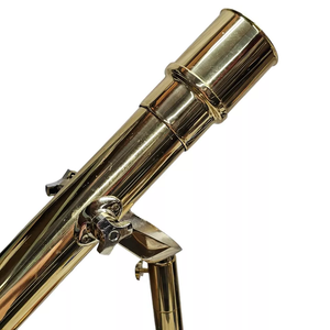 Télescope en laiton massif de style viking avec base en bois, article cadeau - Product Image 1