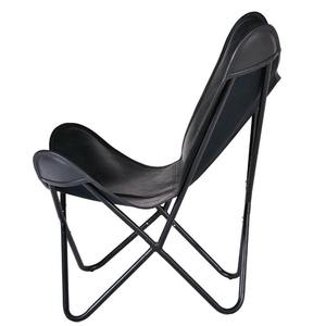 Black Genuine Leather Butterfly Stand <b>Chair</b> Foldable Rustic Style for Home Outdoor Bedroom-Leisure <b>Chair</b> - Product Image 3