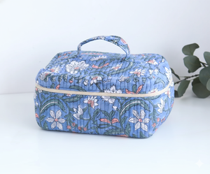 Vintage Cotton Travel <b>Case</b> with Zipper Closure Eco-Friendly Water Resistant Durable <b>Makeup</b> & Toiletries Storage - Product Image 1