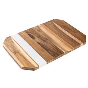 <b>large</b> butcher-style chopping board with <b>marble</b> detail artisanal <b>marble</b> edged wooden cutting board for restaurant decor - Product Image 1